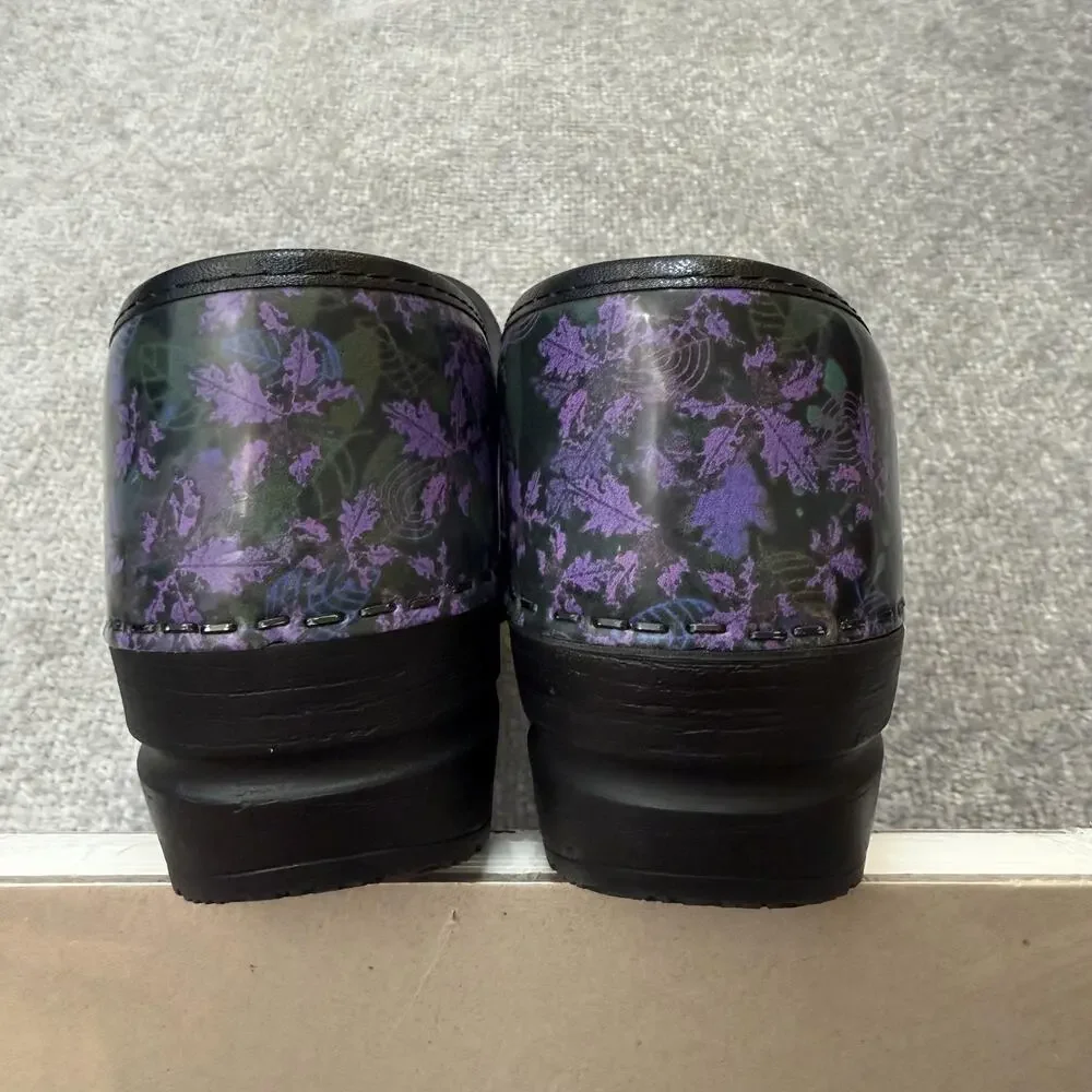 Sanita Clogs Shoes Womens Size 36 Purple Floral Danish Nursing Comfort Workwear - Picture 13 of 13
